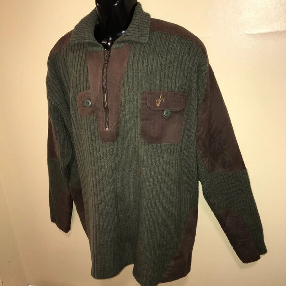 Men's Vintage Avery Heritage Cache River Oil Cloth 1/2 Zip Wool Sweater - Picture 8 of 16